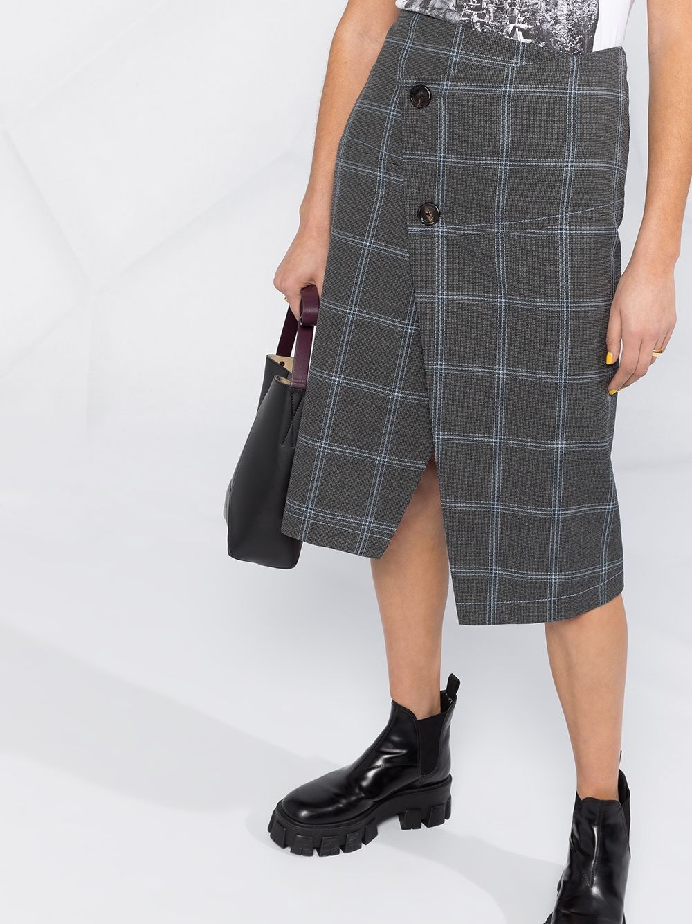 checked asymmetric skirt - 3