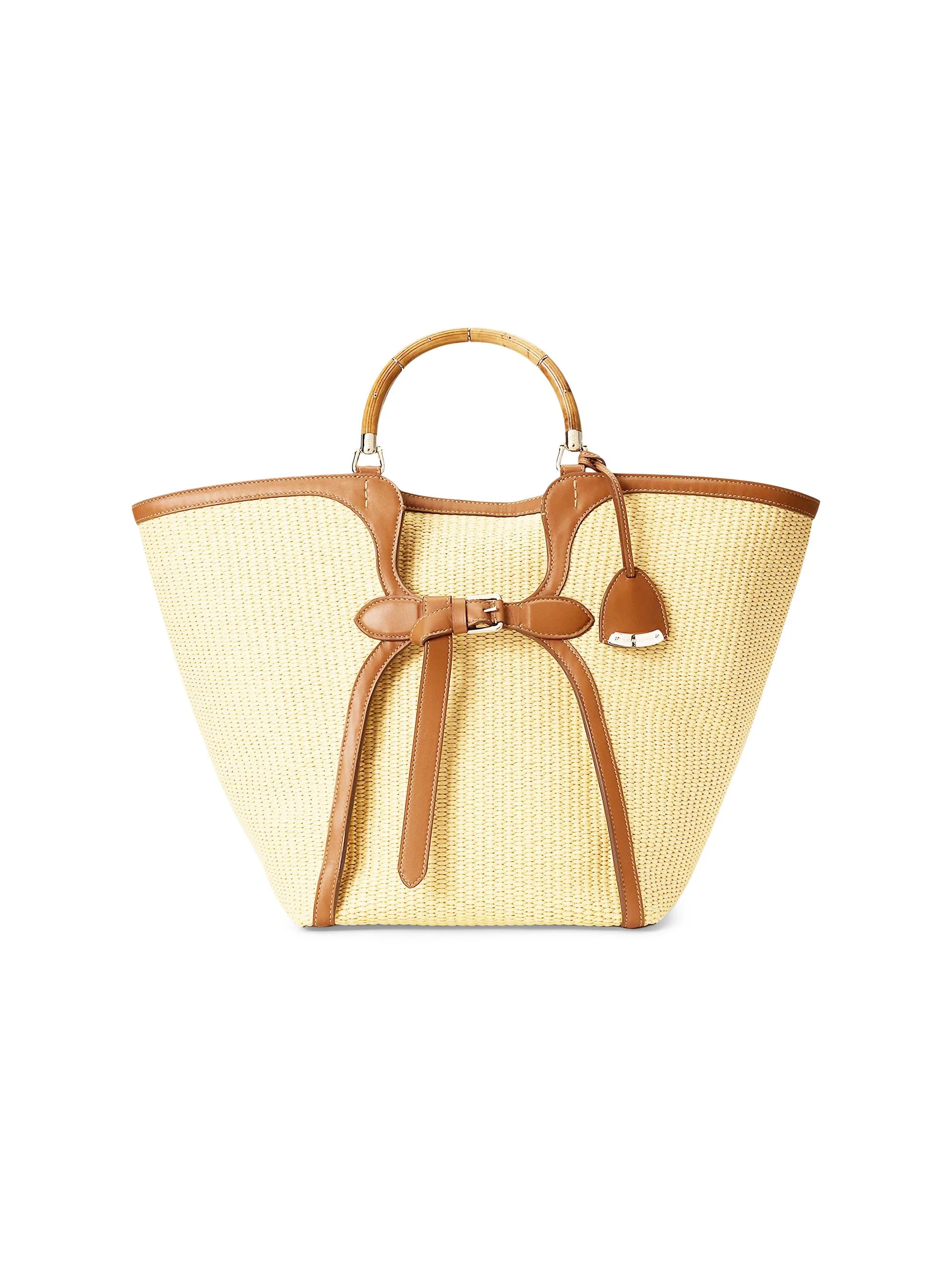 Women's Large The Ralph Braided Raffia Tote Bag - Beige Gold - 1