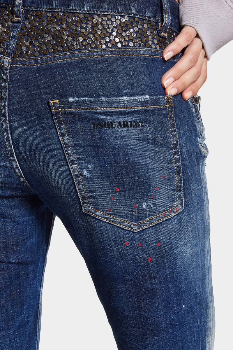 DARK BROKEN KNEE WASH COOL GIRL JEANS - 6