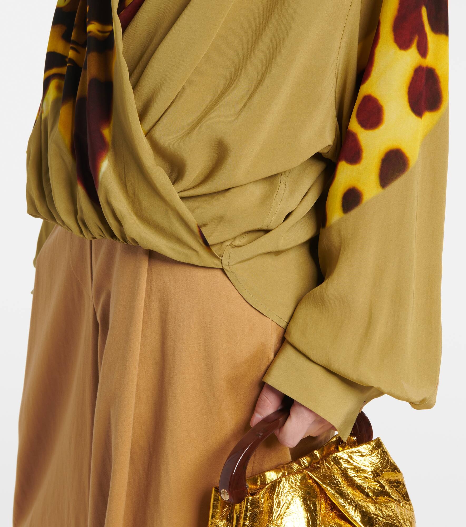 Printed draped satin blouse - 5