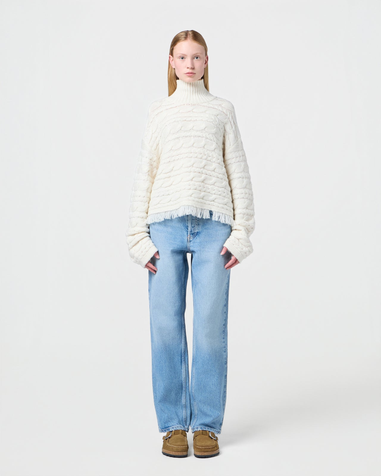 Cropped Cable Turtleneck - 3