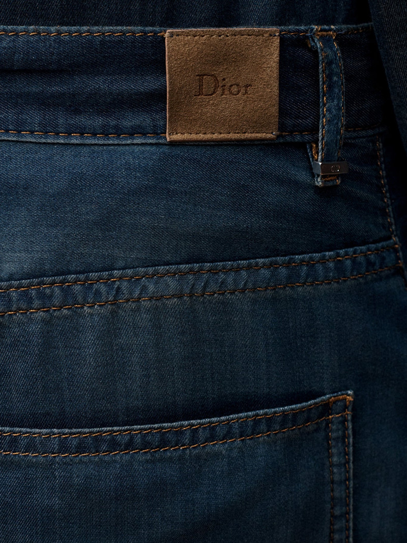 REGULAR FIT JEANS IN BLUE STONEWASHED COTTON DENIM 4