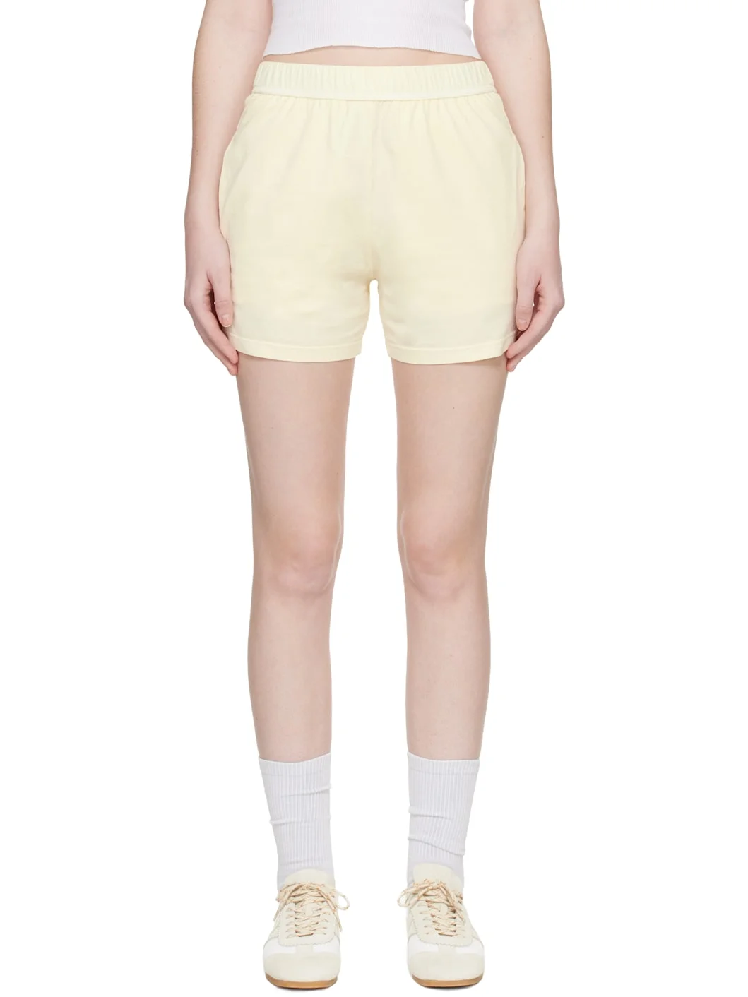 Yellow Jersey Cotton Shorts - 1