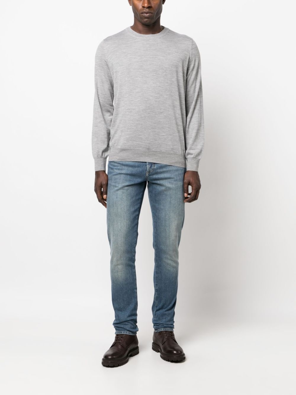 mélange-knit crew-neck jumper - 2