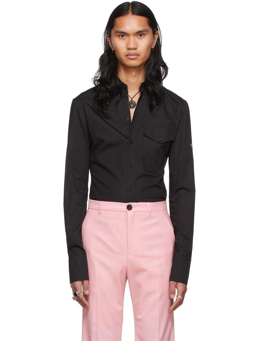 SSENSE Exclusive Black Cotton Poplin Shirt - 1