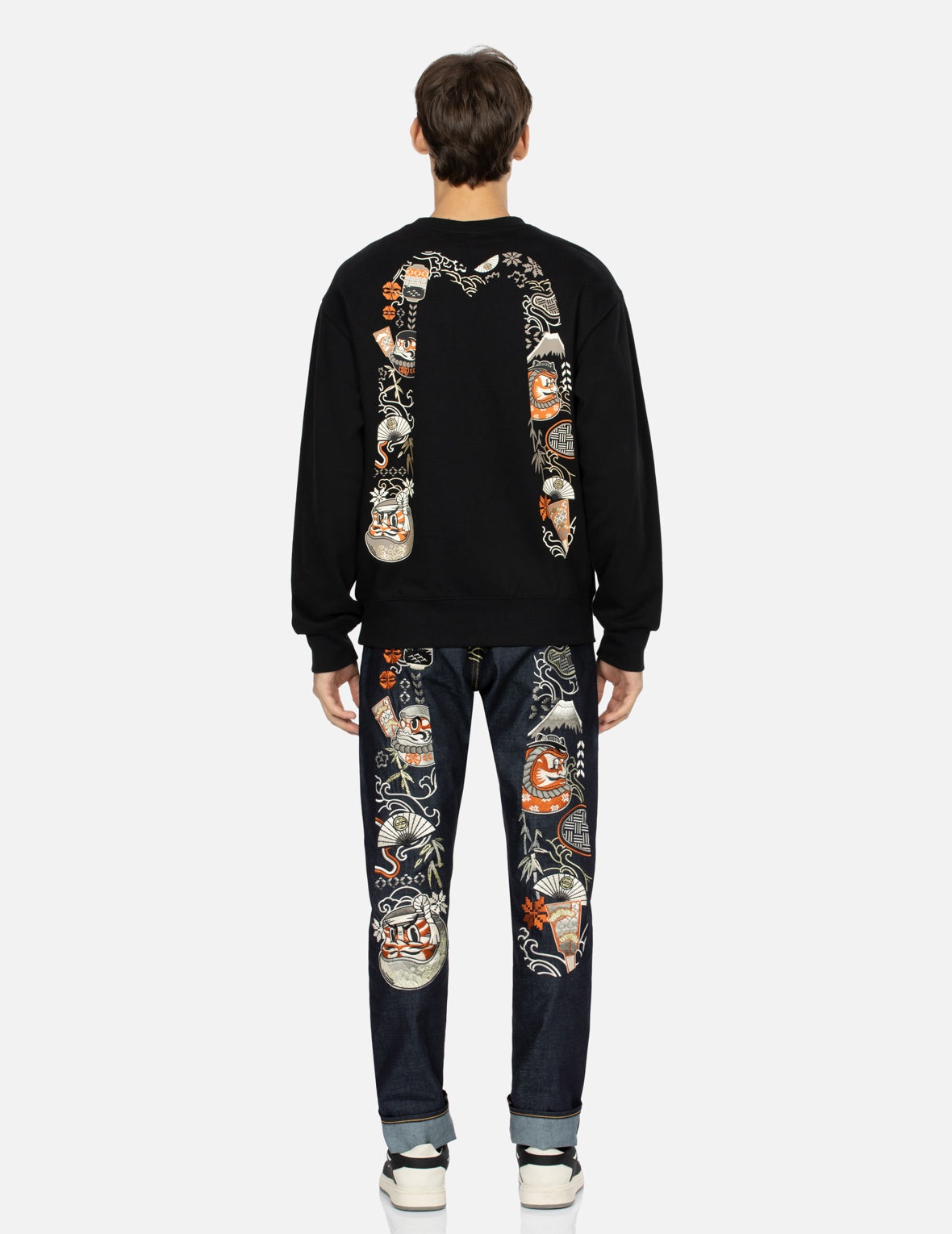 Kumadori Daruma Daicock Embroidery Carrot Fit Denim Jeans #2017 - 5
