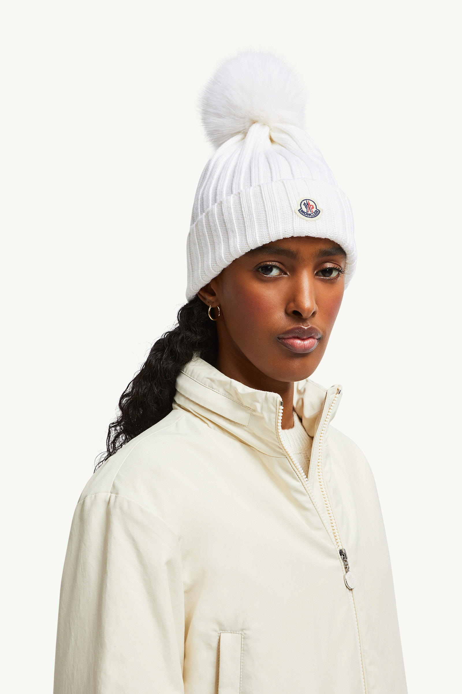 Wool Beanie with Faux Fur Pom Pom - 2