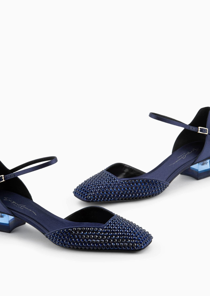 Rhinestone and satin d'Orsay court shoes 5