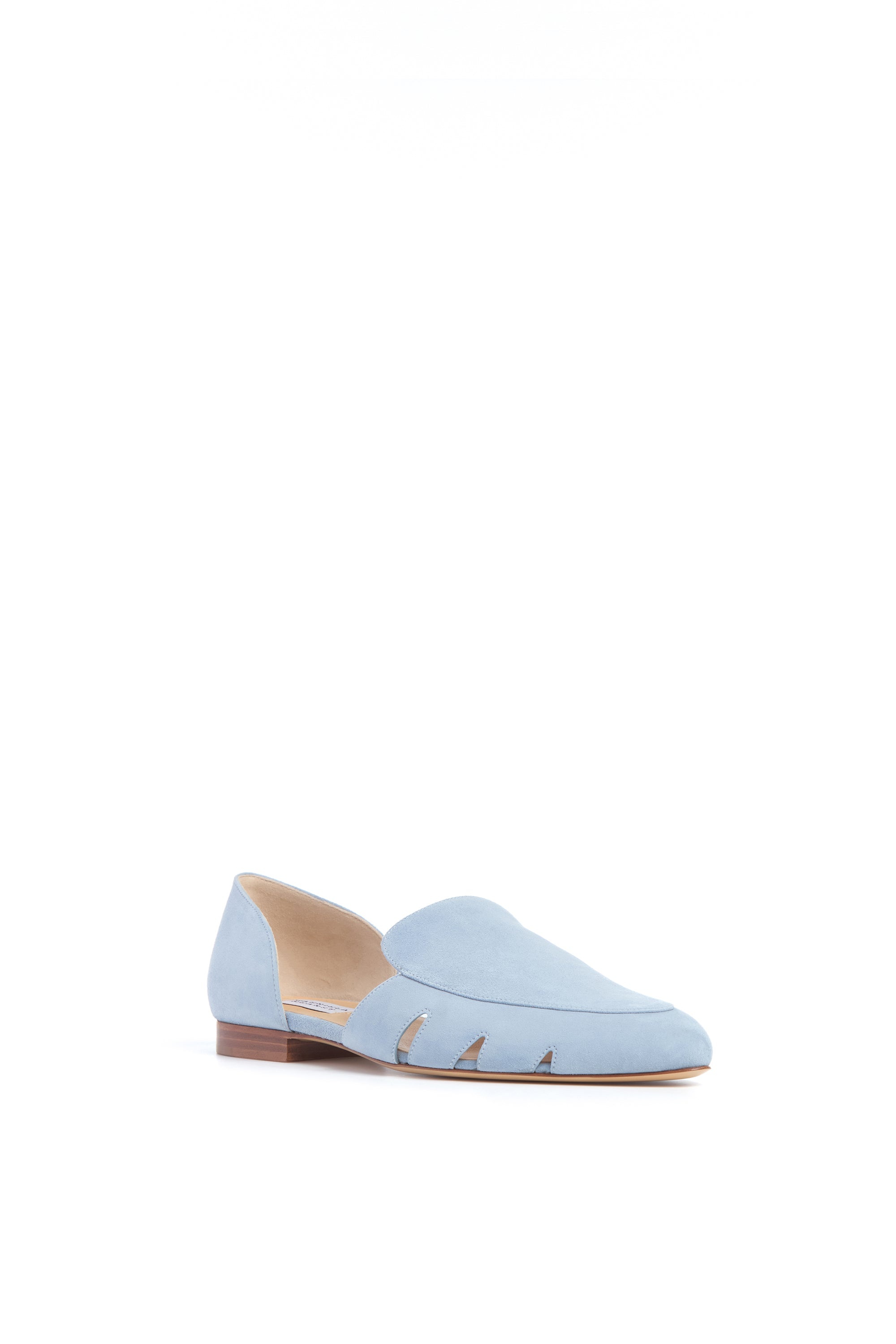 Rory Flat Shoe in Stone Blue Suede - 2