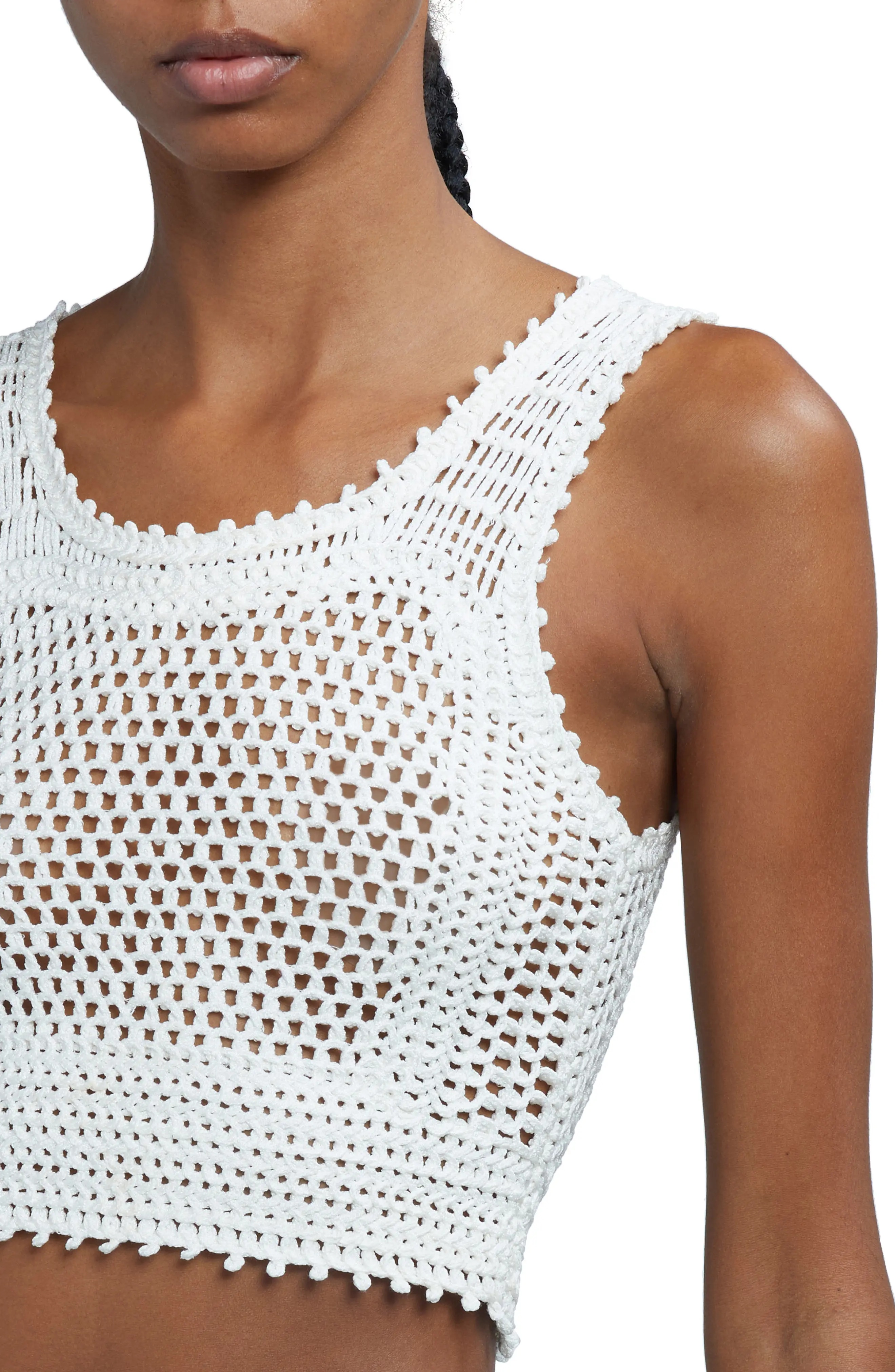 Semisheer Open Stitch Crochet Crop Tank - 5