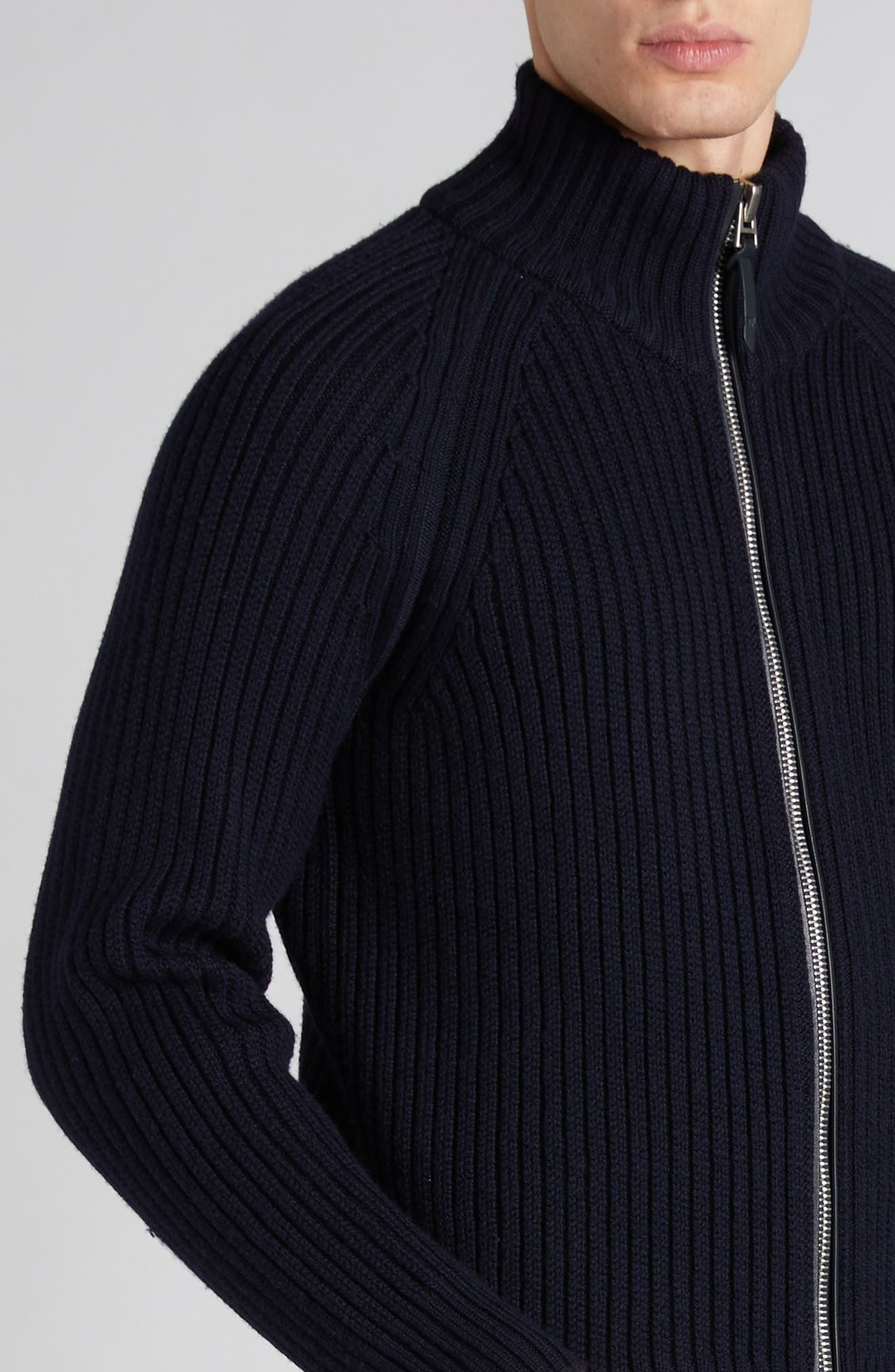 TOM FORD Wool & Cashmere Zip Front Cardigan in Midnight Navy at Nordstrom - 5