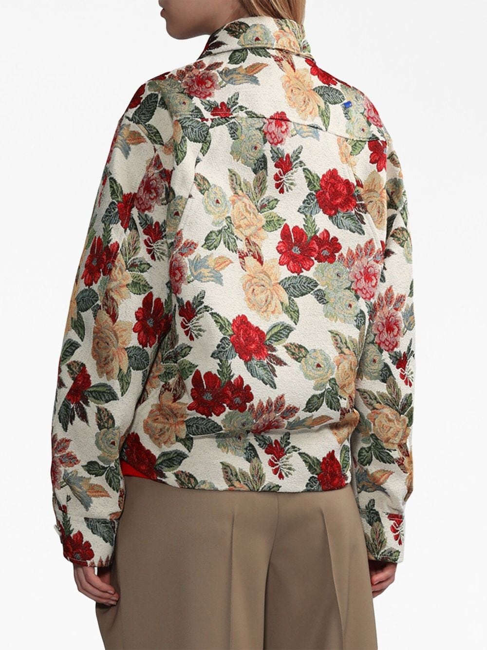 embroidered-floral shirt jacket - 4