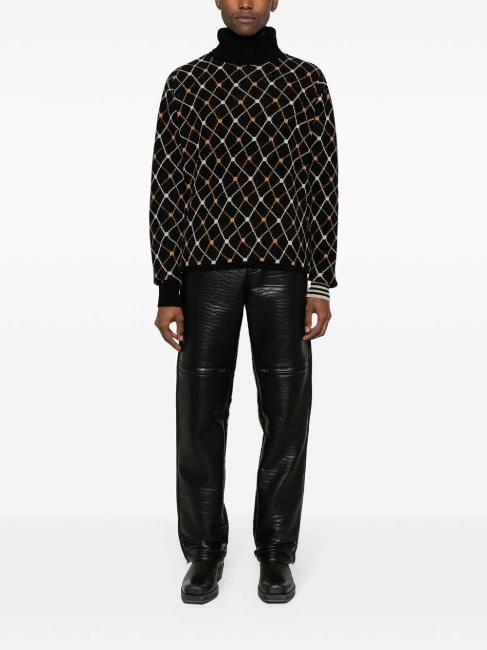 roll-neck jacquard jumper - 2