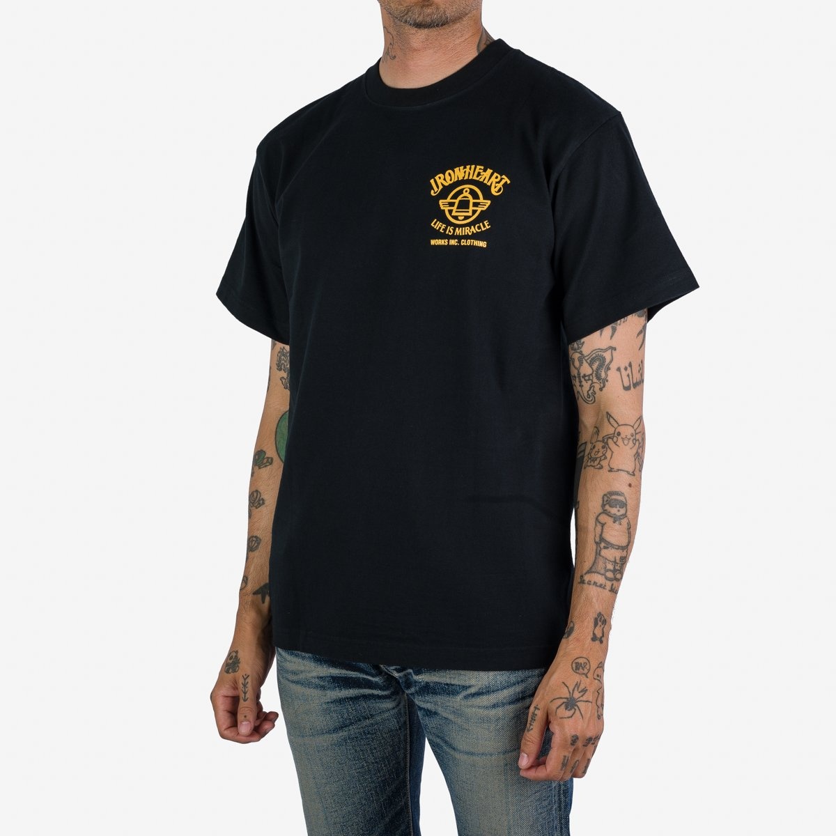 IHPT-2306-BLK 7.5oz Printed Loopwheel Crew Neck T-Shirt - Black - 2