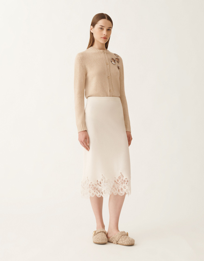Platinum skirt with macramé lace 3