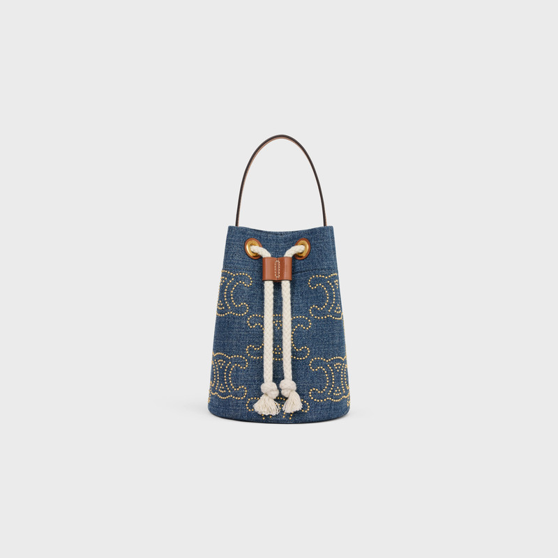 Teen Drawstring in DENIM WITH TRIOMPHE STUDS AND CALFSKIN 1