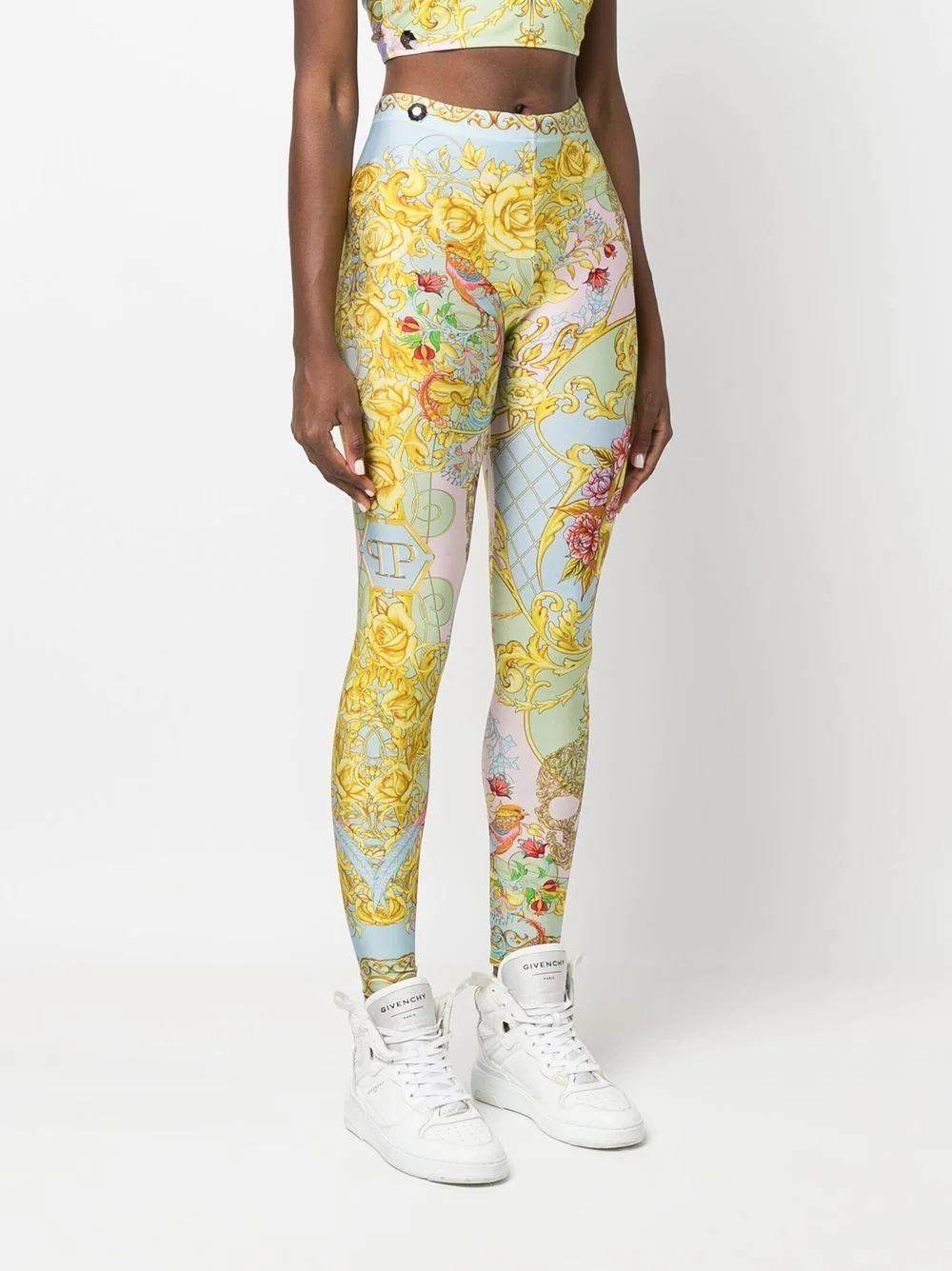 baroque-print high-waisted leggings - 3