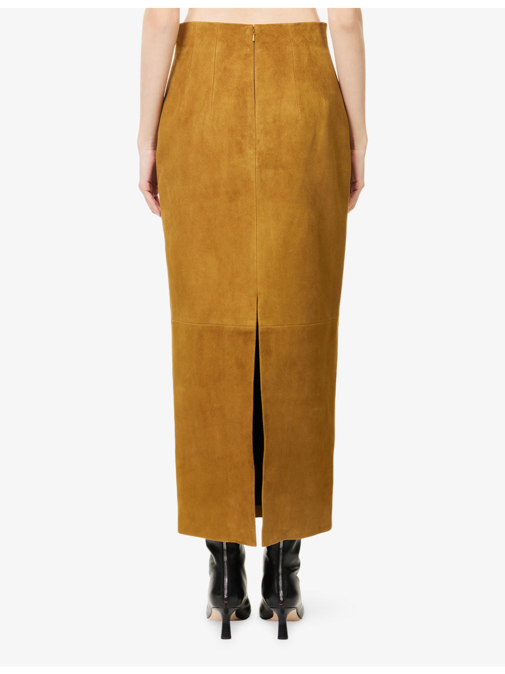 Loxley High-Waist Suede Midi Skirt - 4
