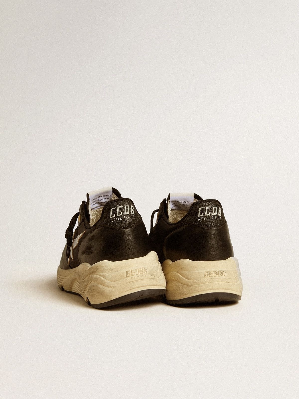 Women’s Running Sole in black nappa leather and nylon with a silver leather star - 4
