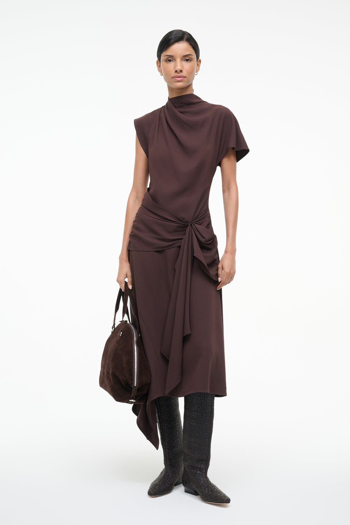 STAUD DAVINA DRESS EARTH - 7