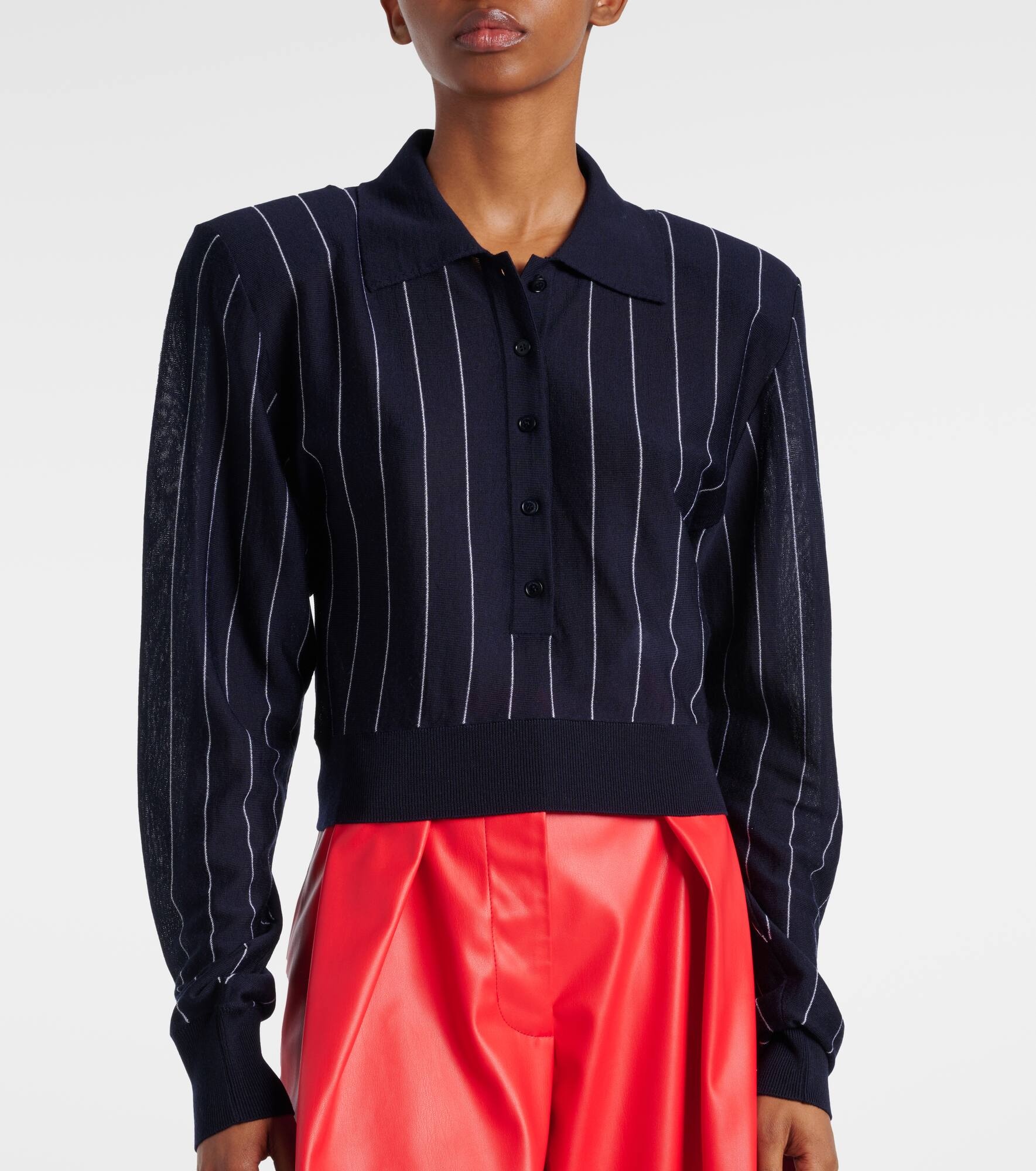 Pinstripe wool polo sweater - 6