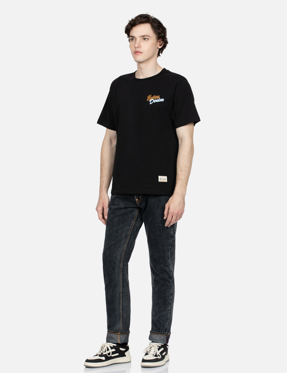 Fair Isle Pattern Kamon and Logo Print Carrot Fit Jeans #2017 - 4