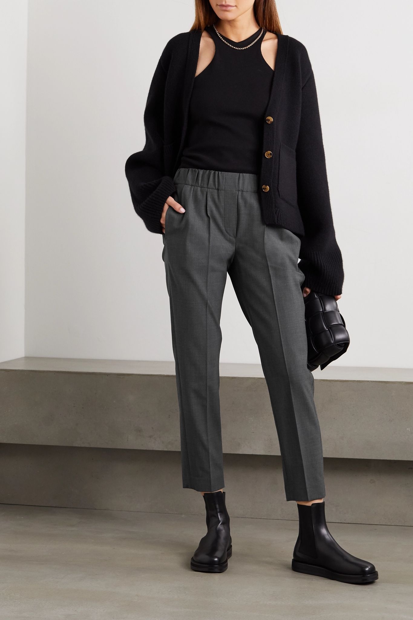 Cropped wool-blend straight-leg pants - 2