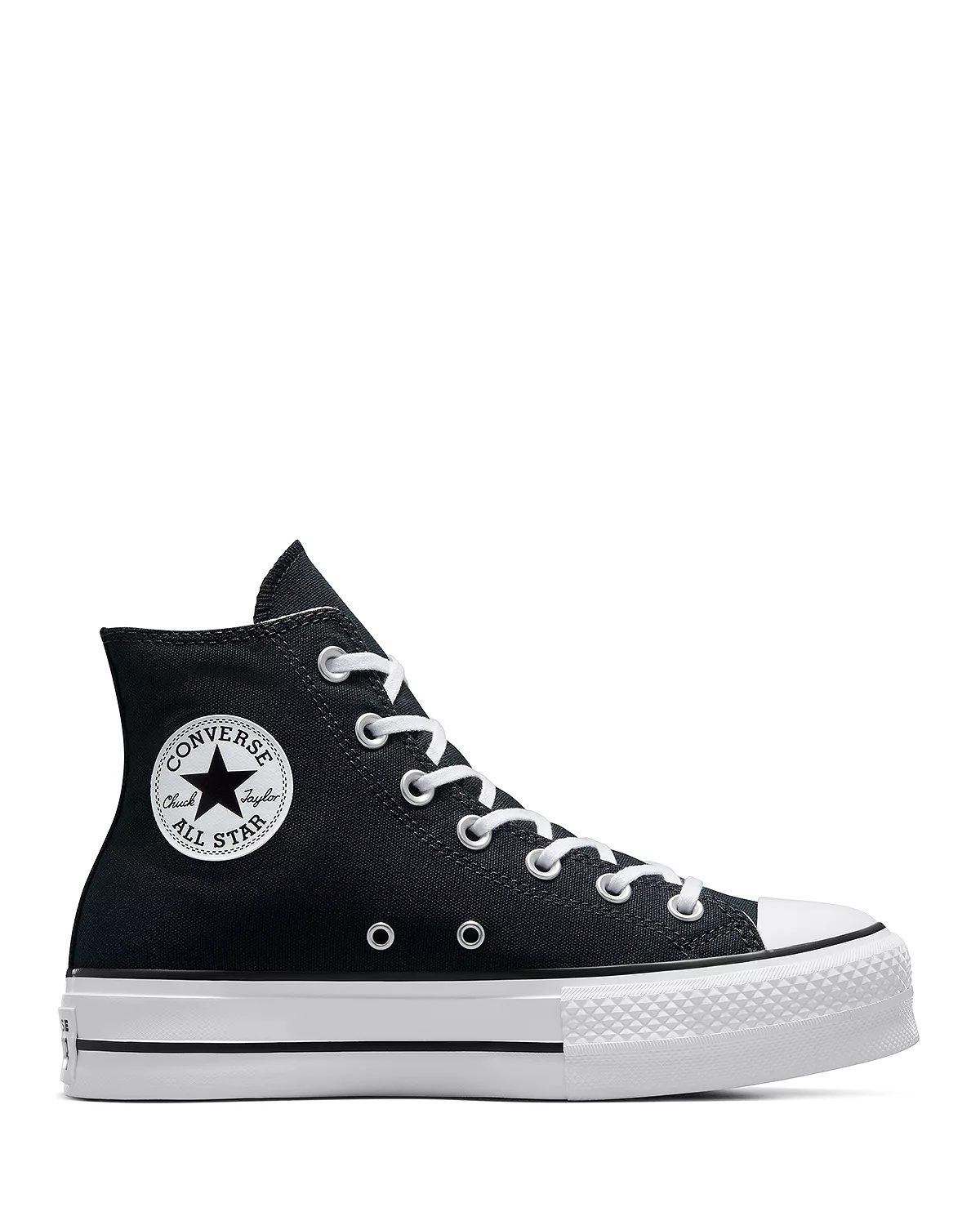 Women's Chuck Taylor All Star Hi Top Black & White Platform Sneakers - 2