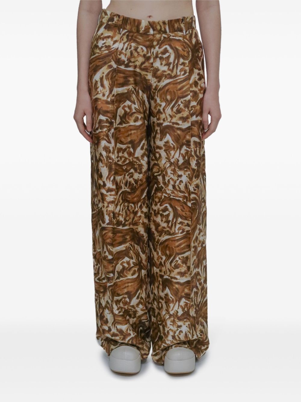 pleat front straight-leg trousers - 5