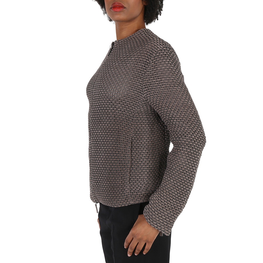 Emporio Armani Grey Knit-Jacquard Jacket - 2