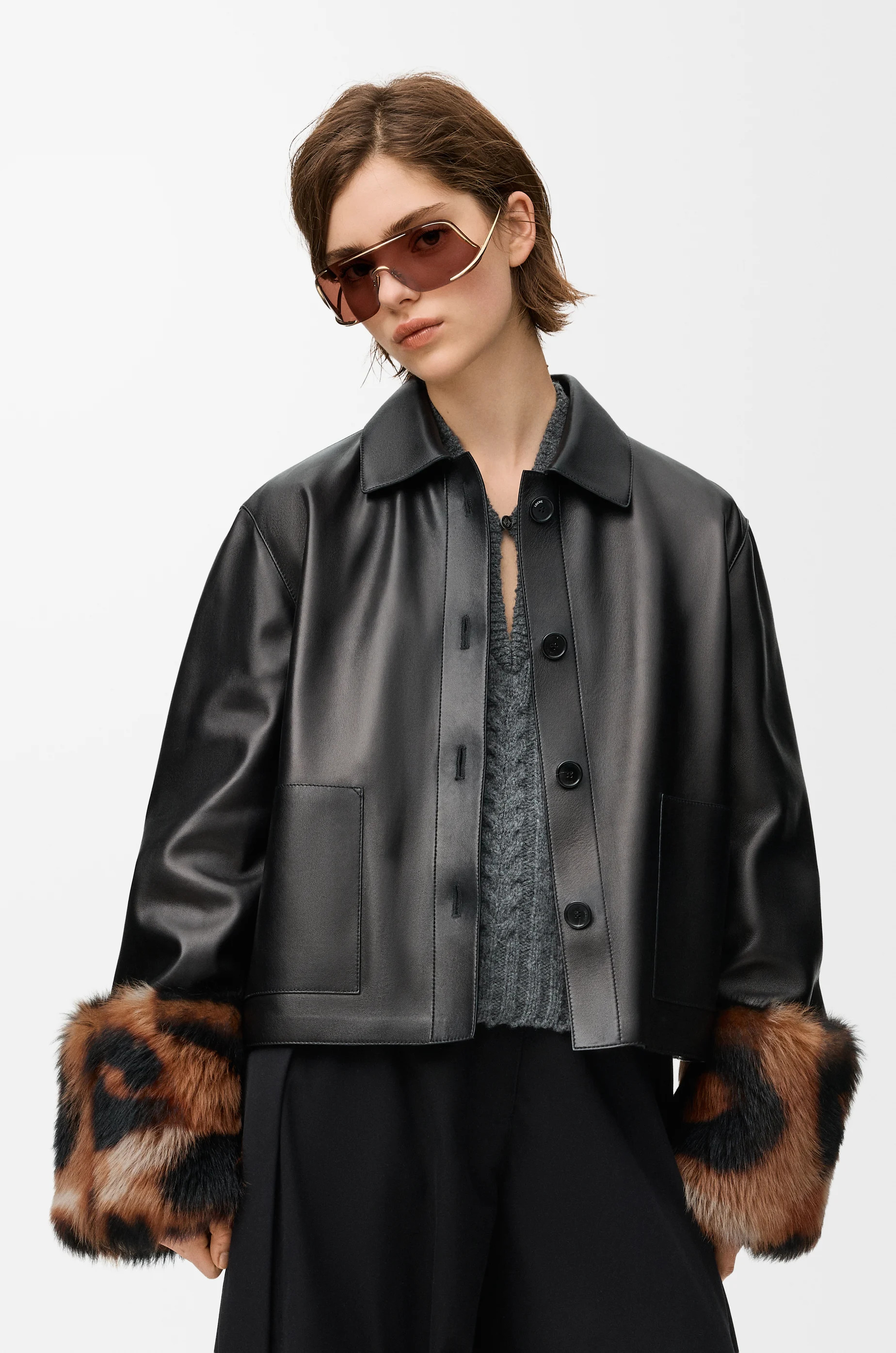 Turn-up jacket in nappa lambskin - 3