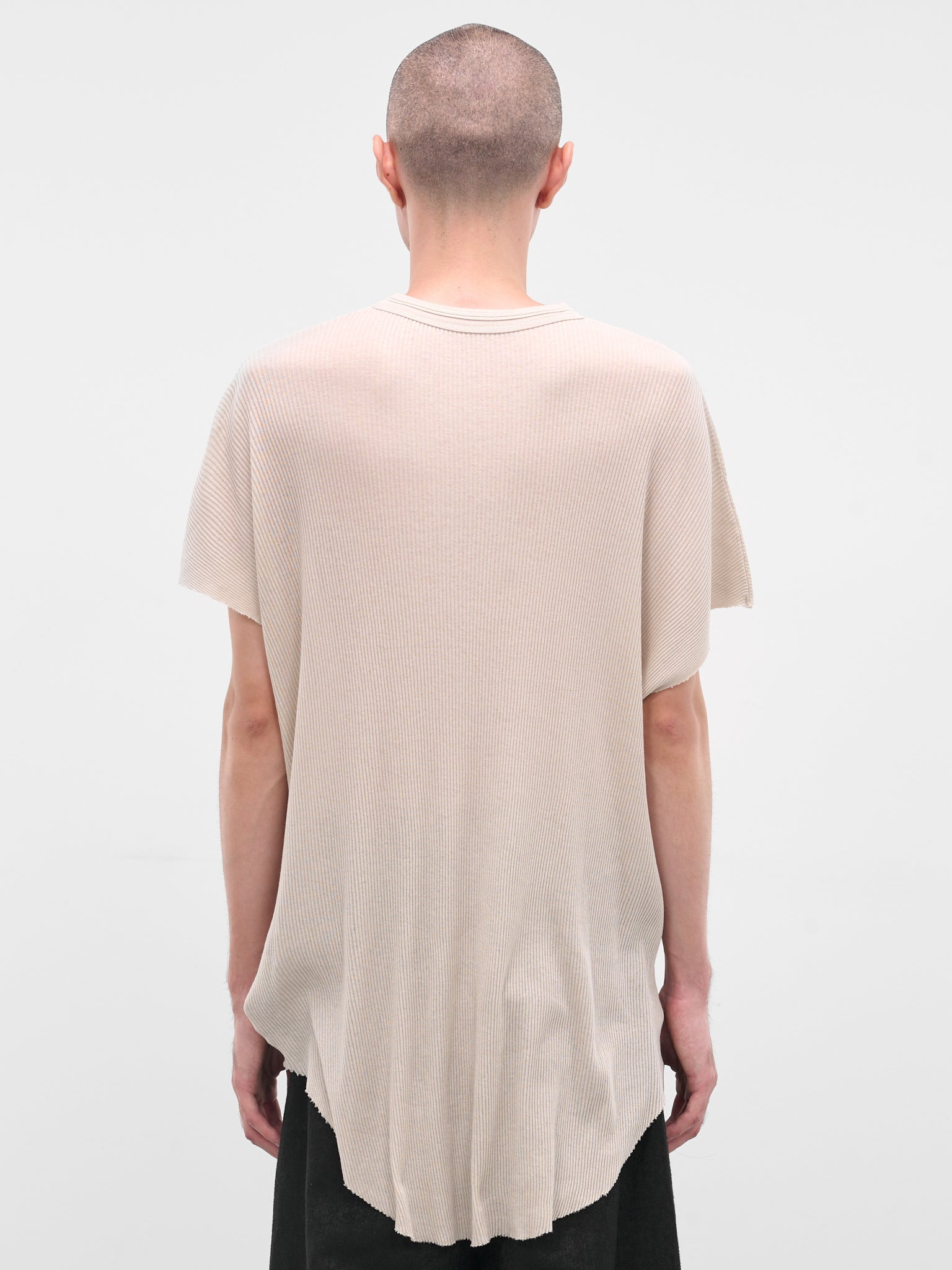 White Cotton-Silk Ribbed Tee - 3