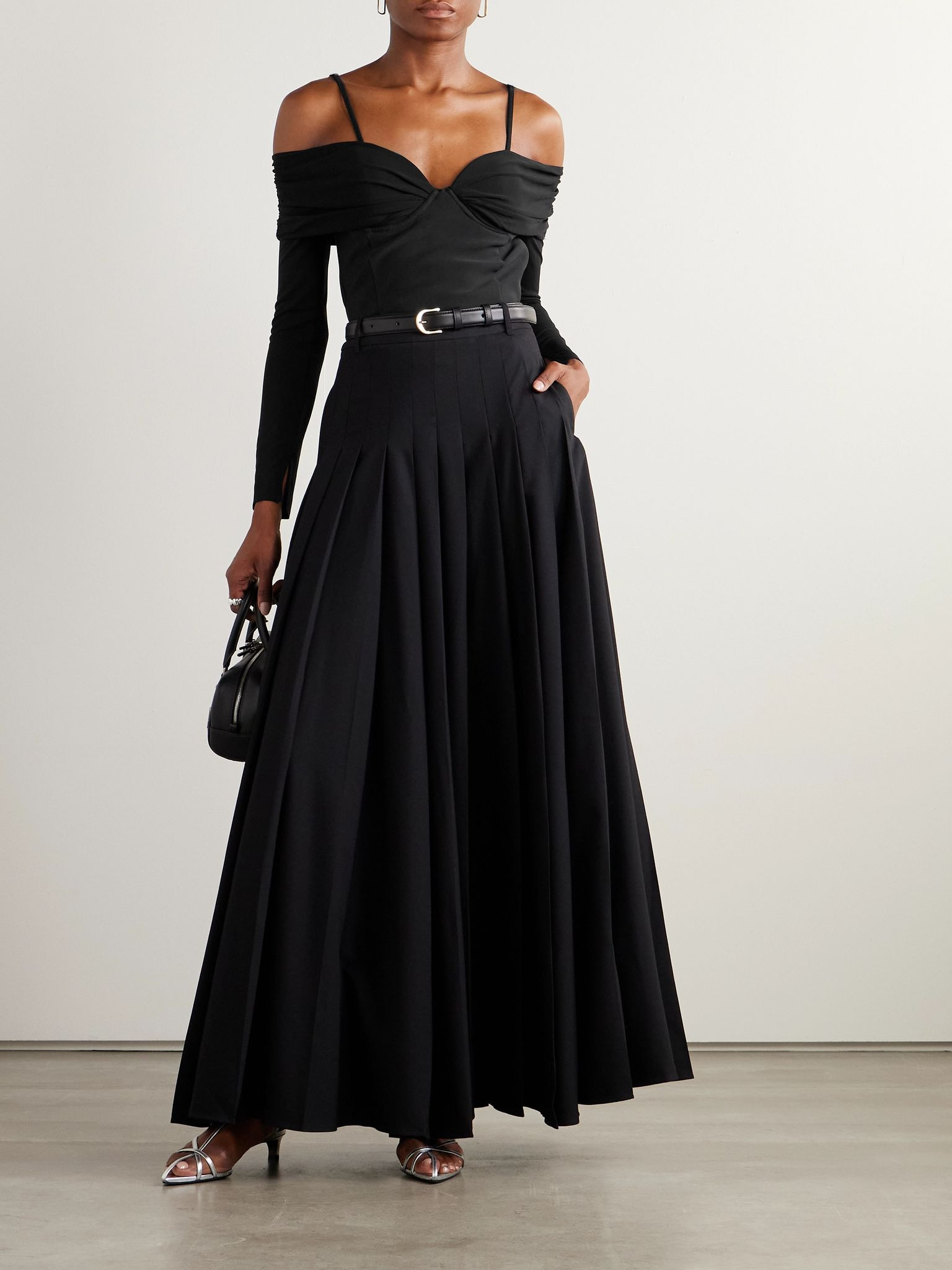 Hazel off-the-shoulder stretch-jersey top Black - 2