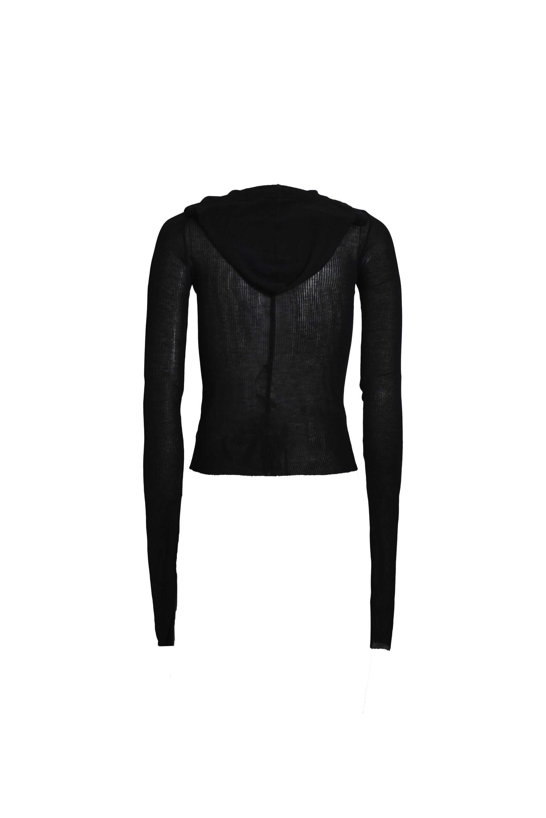 CROPPED HOODED RIB LS T / BLK - 2