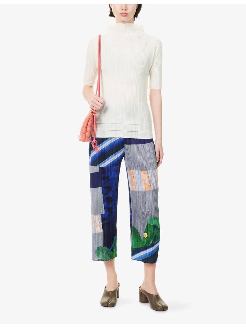 Pleats Please Issey Miyake Mock-Neck Pleated Knit Top outlook
