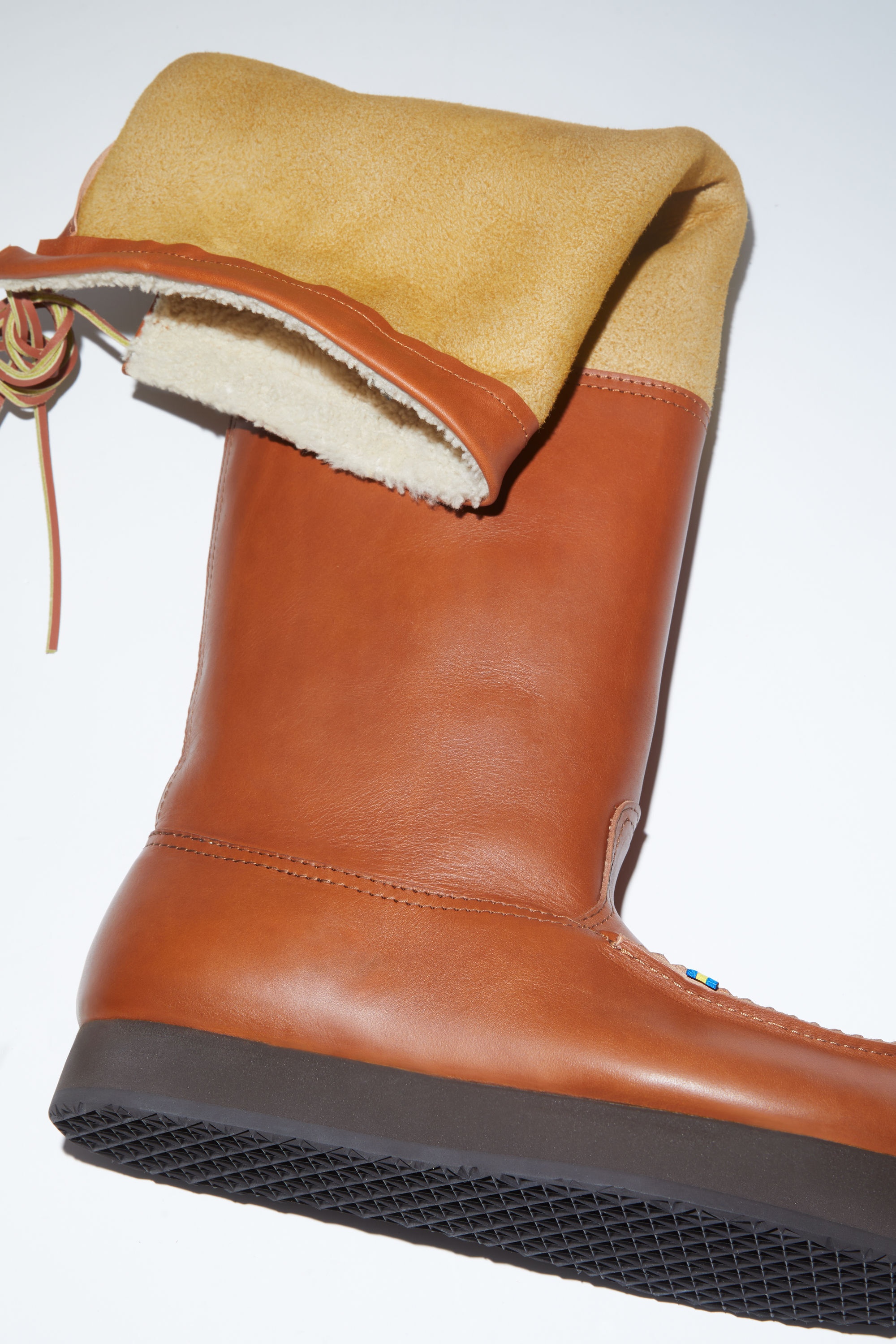 Leather boots reversible shearling - Cognac brown - 8