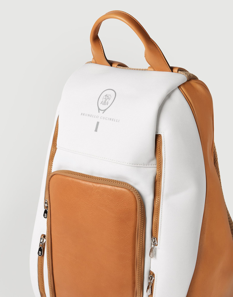 Leather and techno fabric padel backpack 3