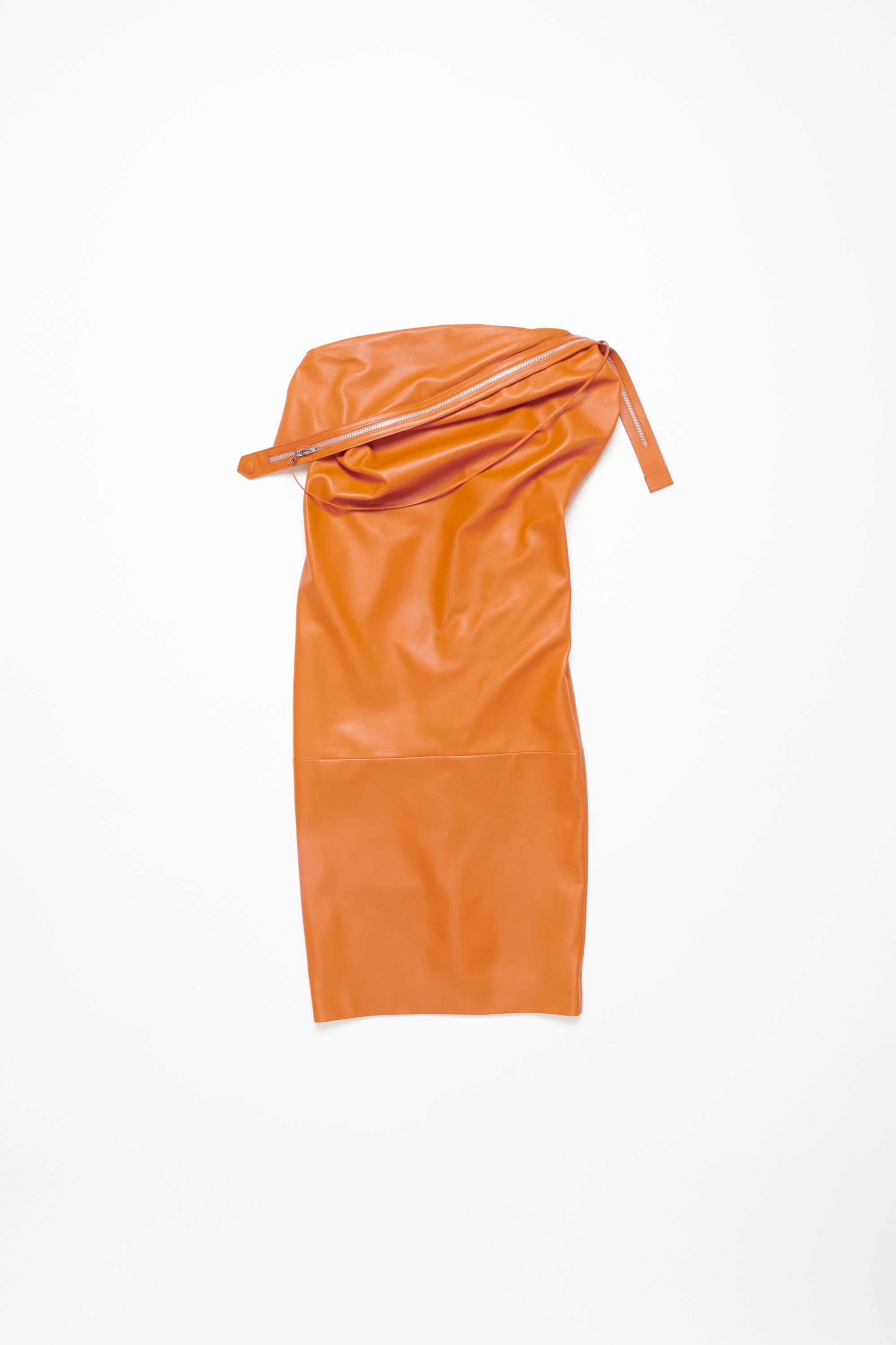 Leather zipper tape dress - Apricot orange - 7