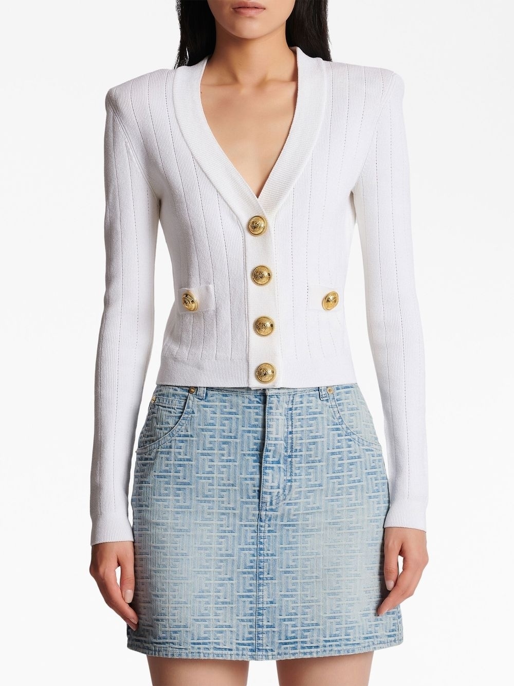 V-neck button-fastening cardigan - 5