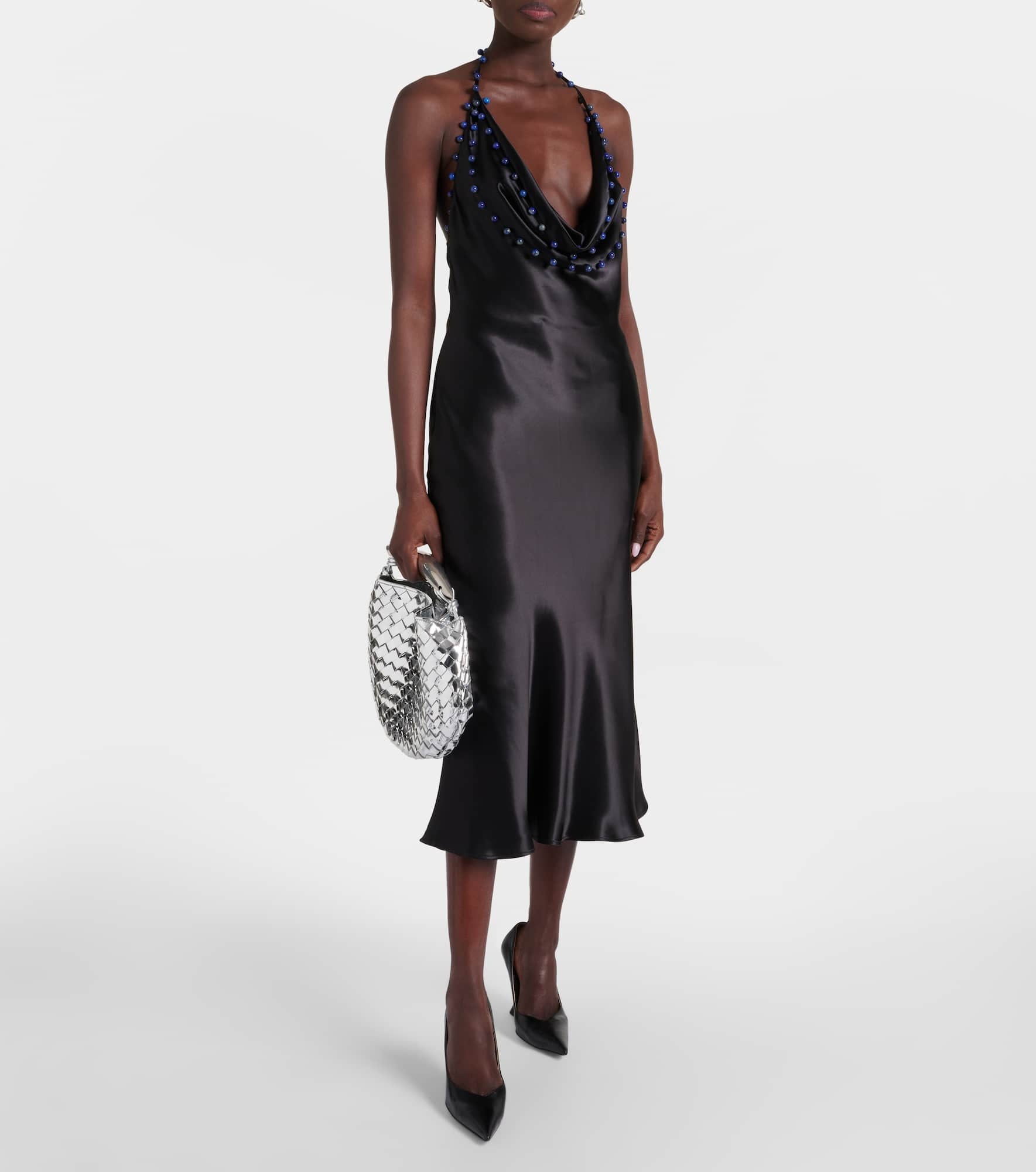 Beaded satin midi dress - 2