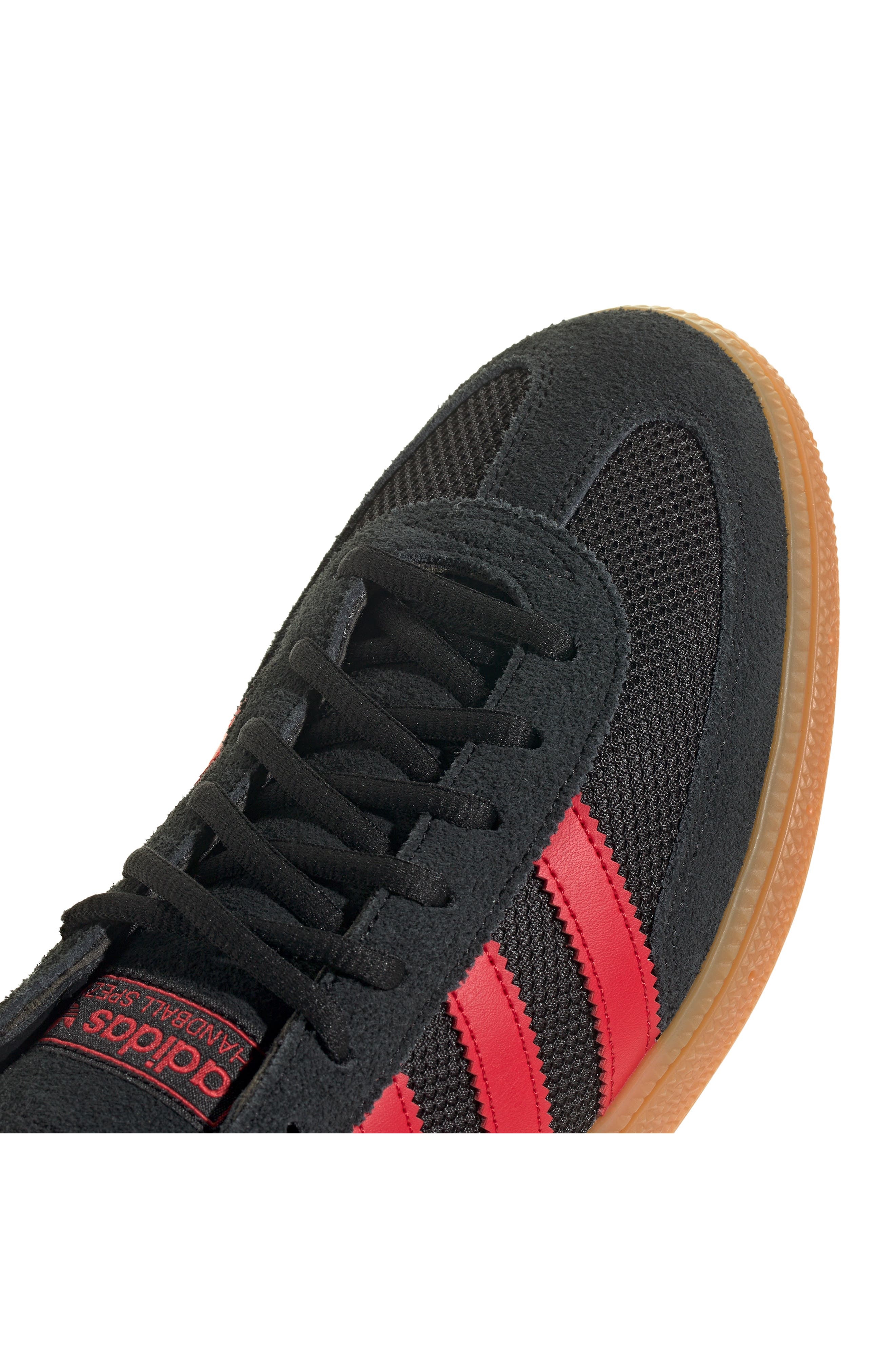 adidas Gender Inclusive Handball Spezial Sneaker in Black/Better Scarlet/Gum at Nordstrom - 9