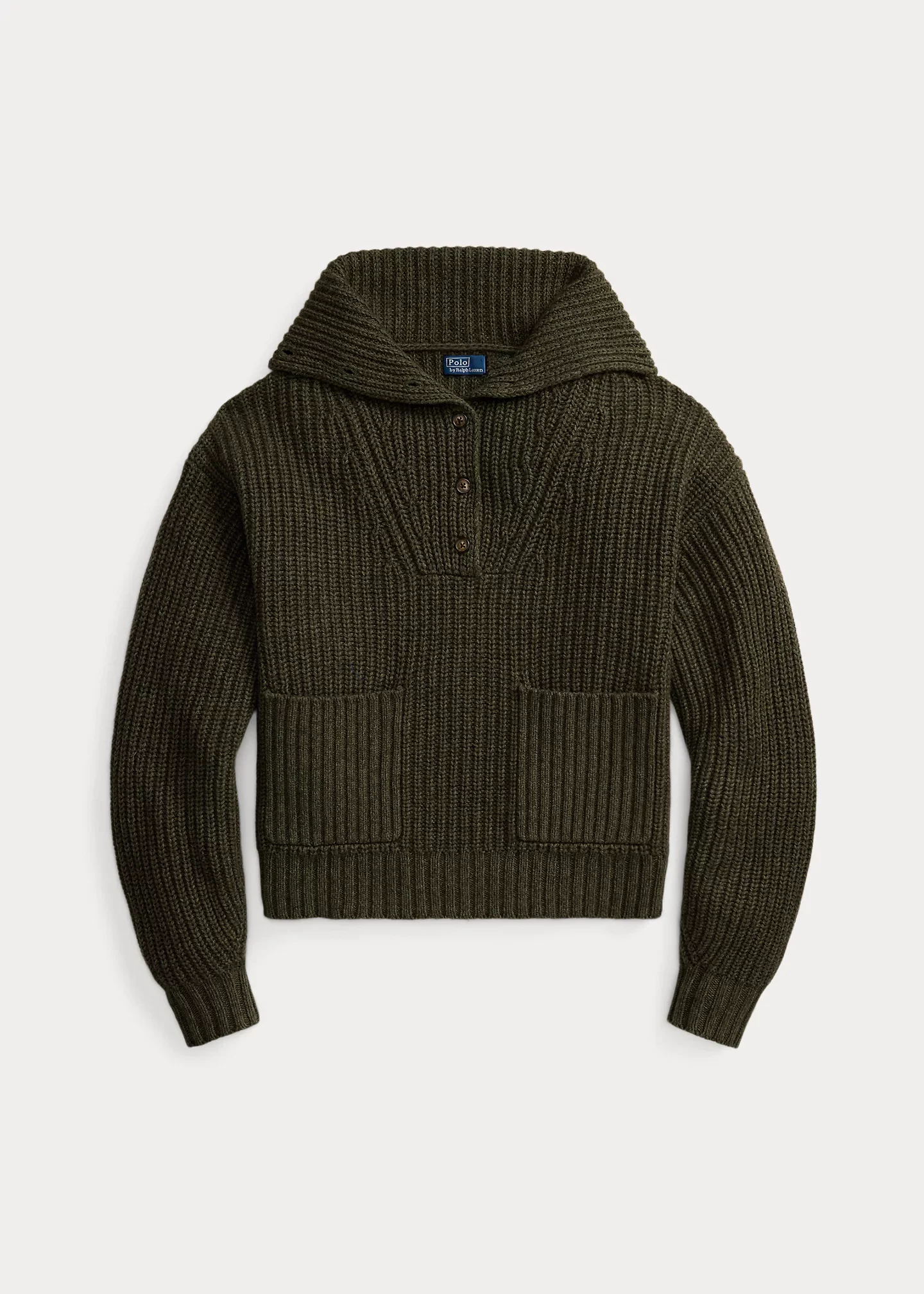 Wool-Cotton Half-Placket Sweater - 1