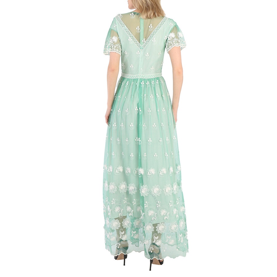 Burberry Ladies Round-neck Embroidered-tulle Dress - 4