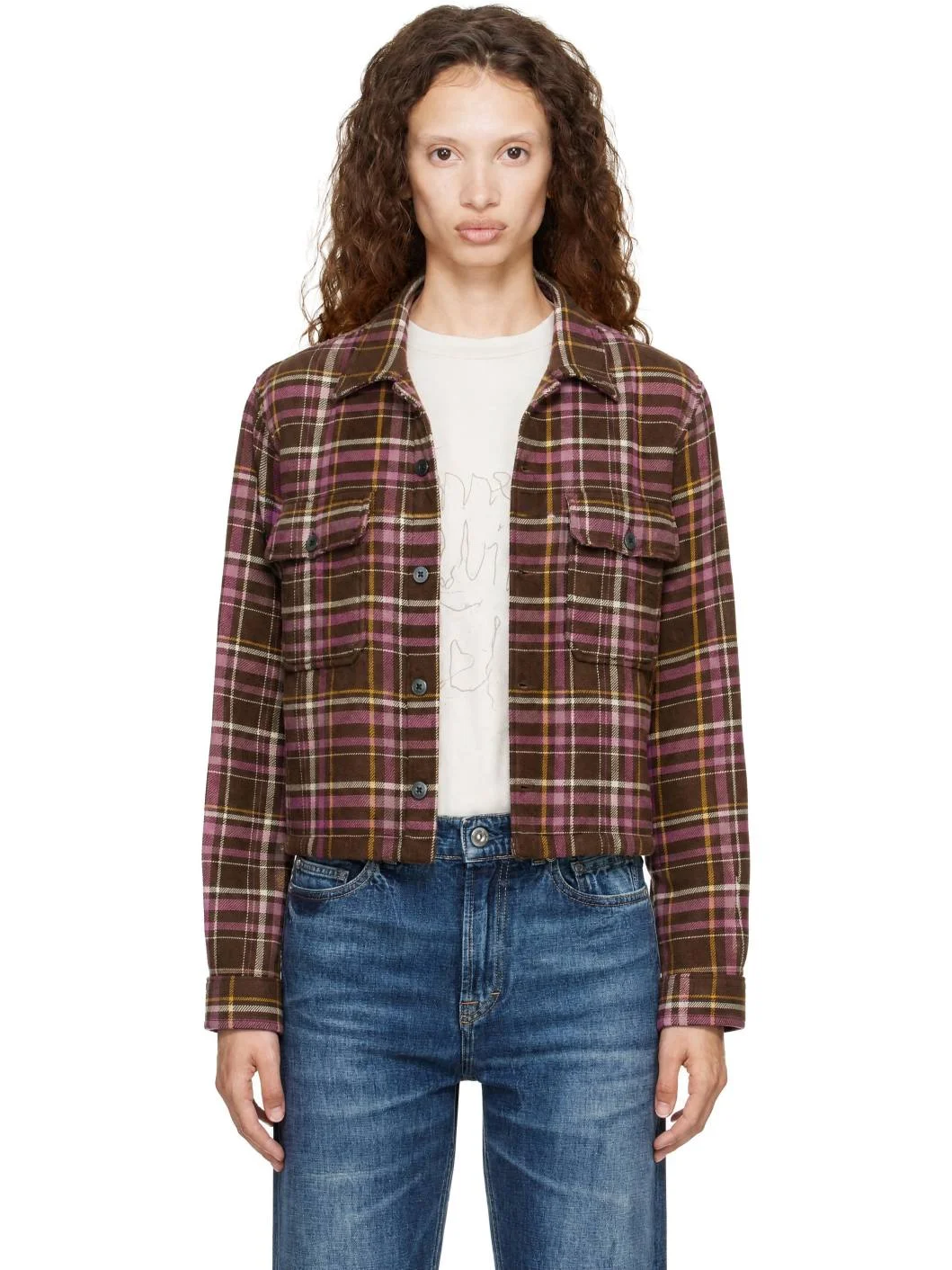 Brown Padded Cropped Jacket - 1