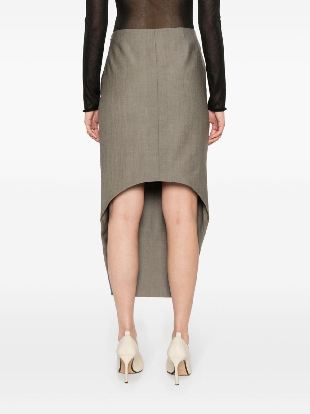 high-low hem wool skirt - 4