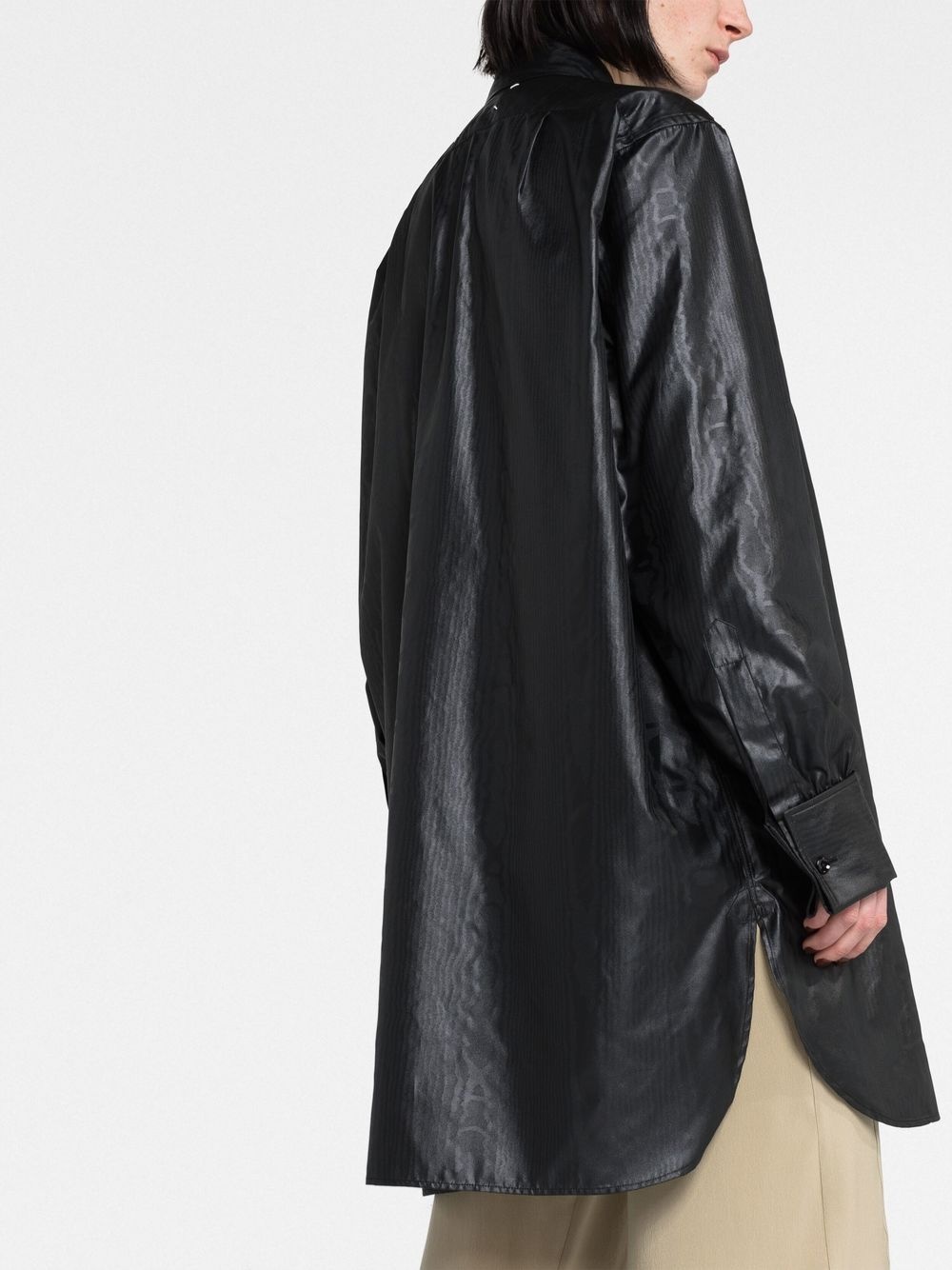 longline faux-leather shirt - 3