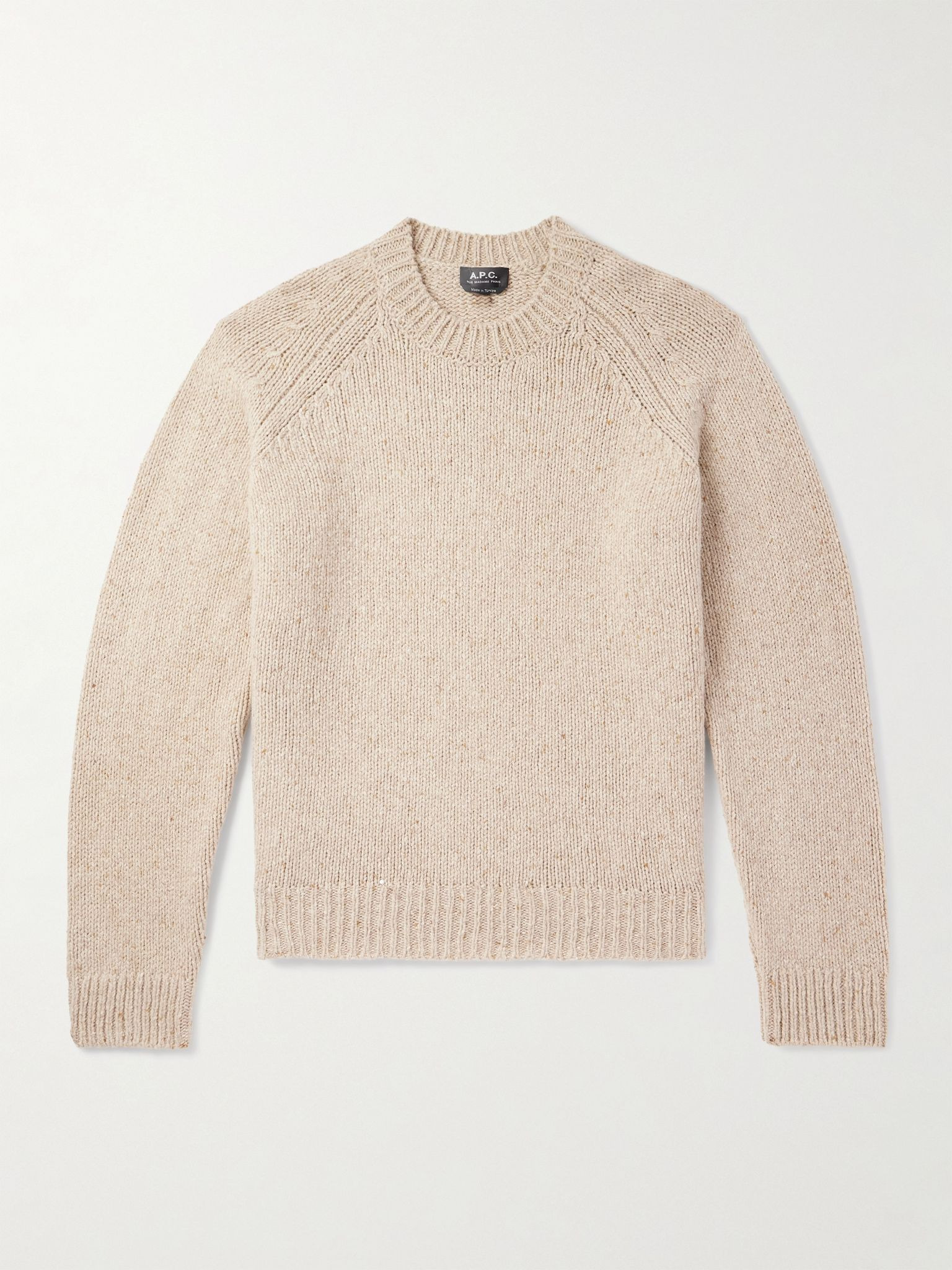 Harris Flecked Merino Wool Sweater Beige - 1