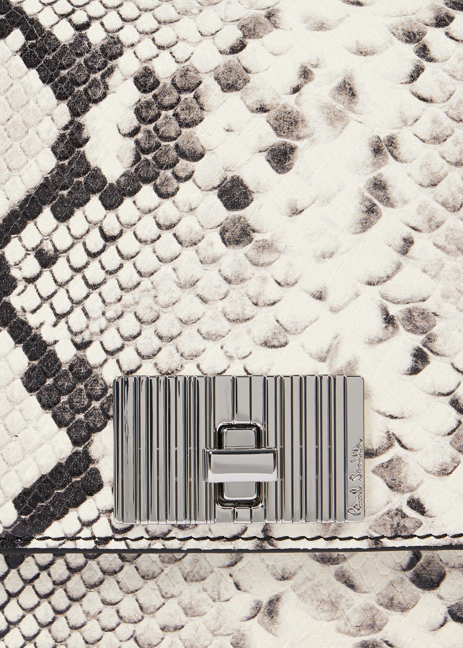 White Snakeskin Leather Chain Evening Bag - 5