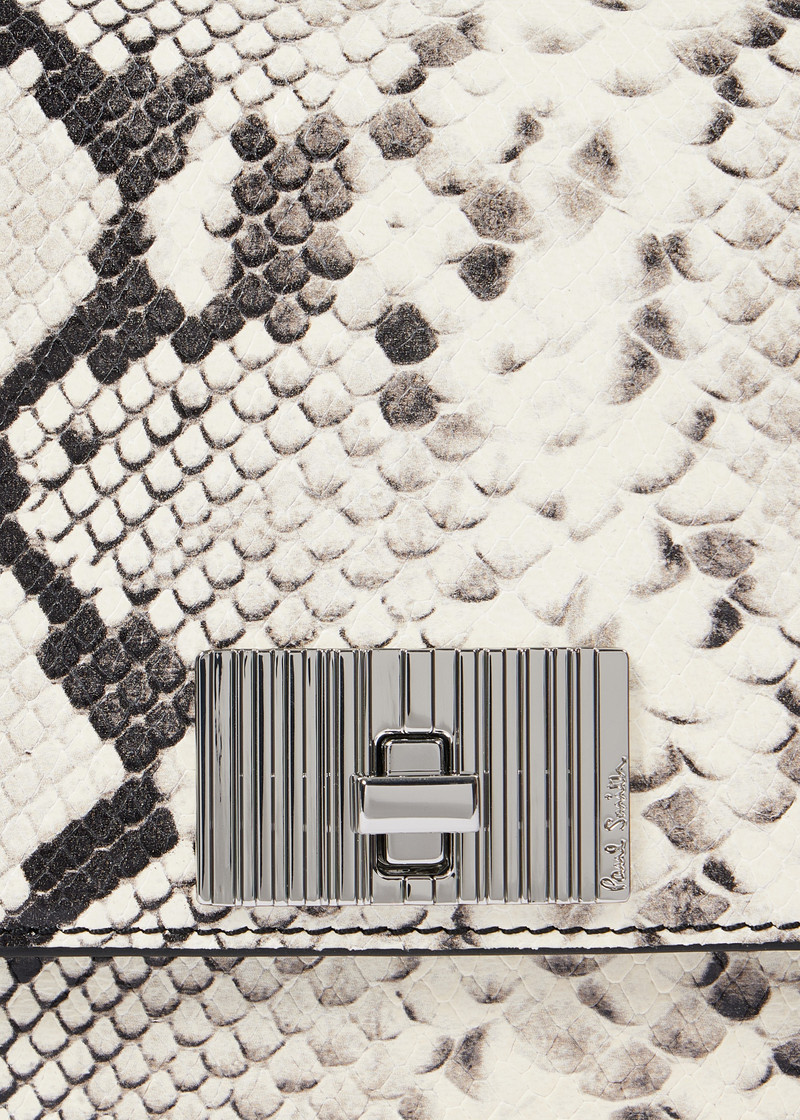 White Snakeskin Leather Chain Evening Bag 5