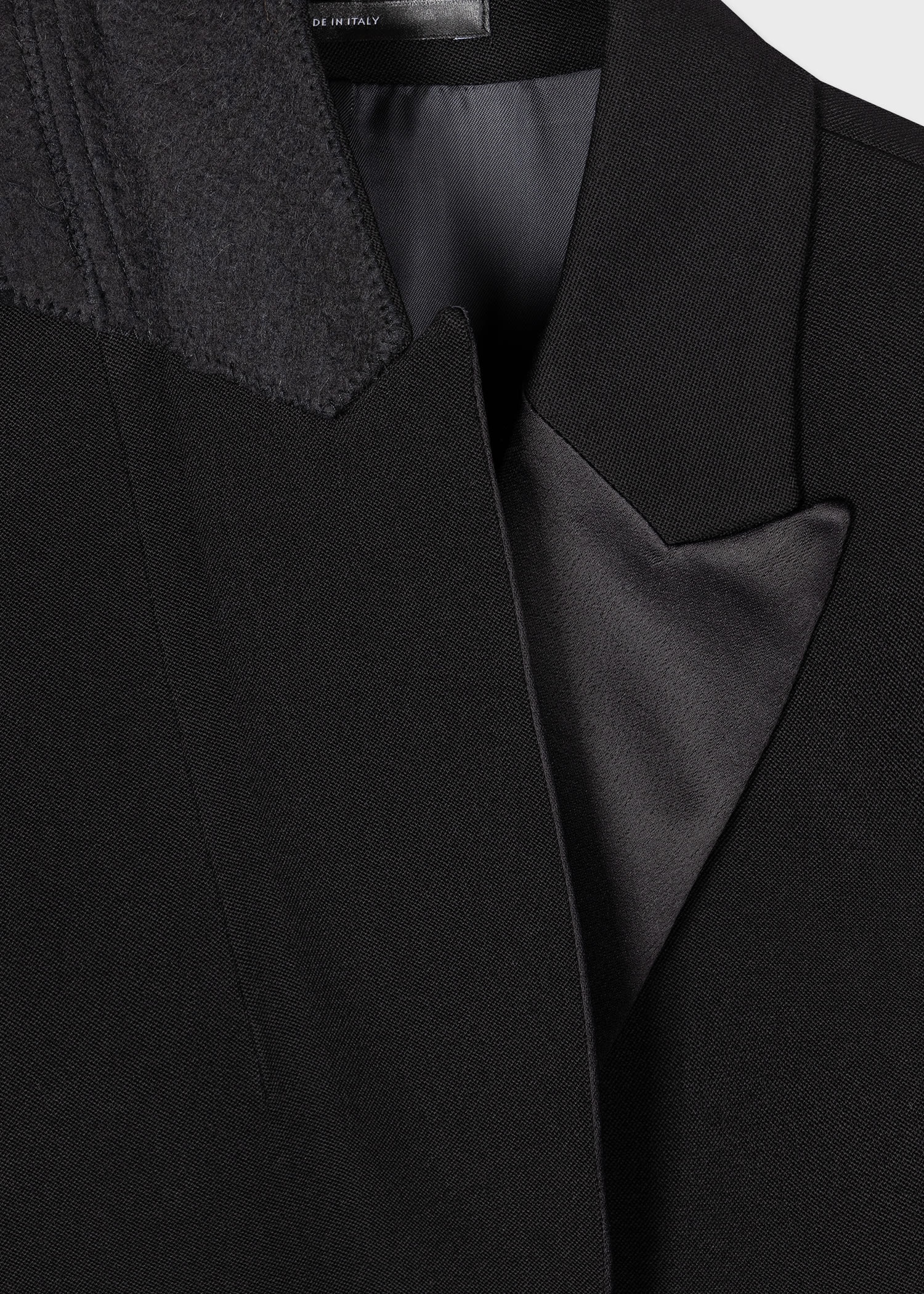 Black Satin Double-Breasted Blazer - 2